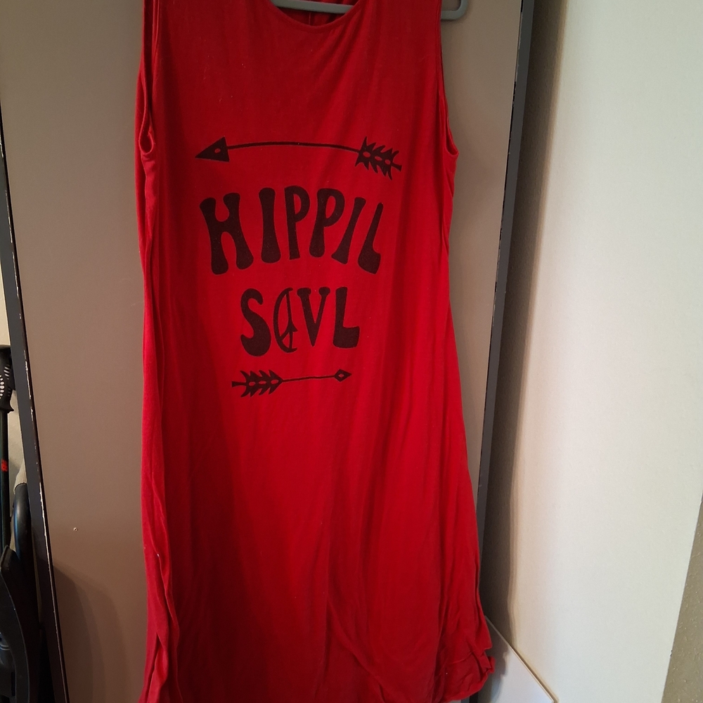 Red Graphic Tank Dress "Hippie Soul"